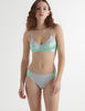 Front view of the model wearing cloud blue cotton willow bra with saffi panty