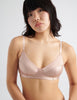 woman wearing beige bra and matching panty